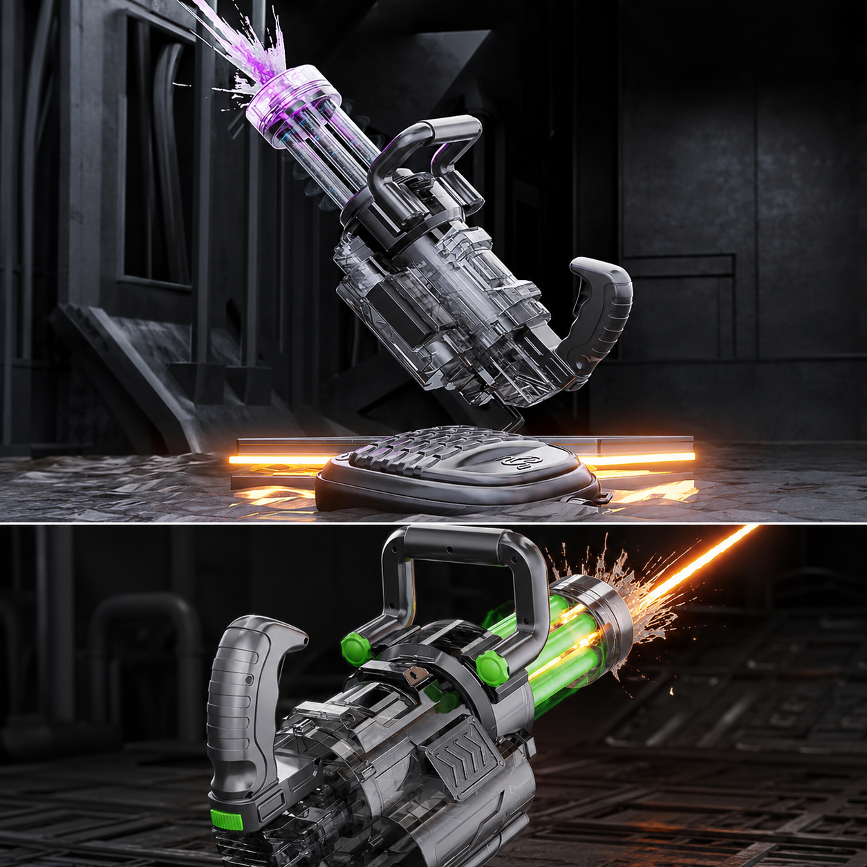 Pistola Gatling Giratoria de Agua Gran Capacidad con Mochila | IceVibes