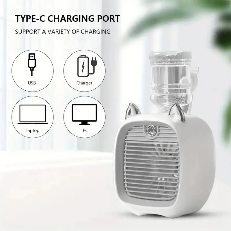 Mini Ventilador USB Humidificador de Escritorio con Spray | IceVibes