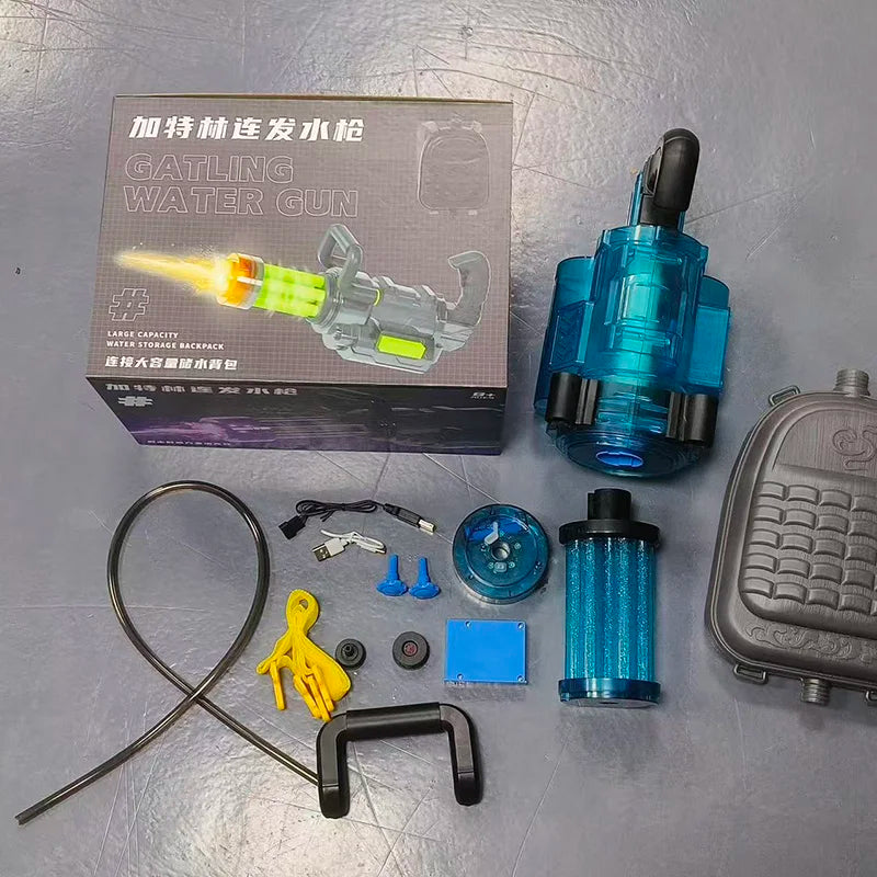 Pistola Gatling Giratoria de Agua Gran Capacidad con Mochila | IceVibes
