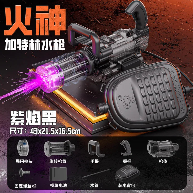 Pistola Gatling Giratoria de Agua Gran Capacidad con Mochila | IceVibes