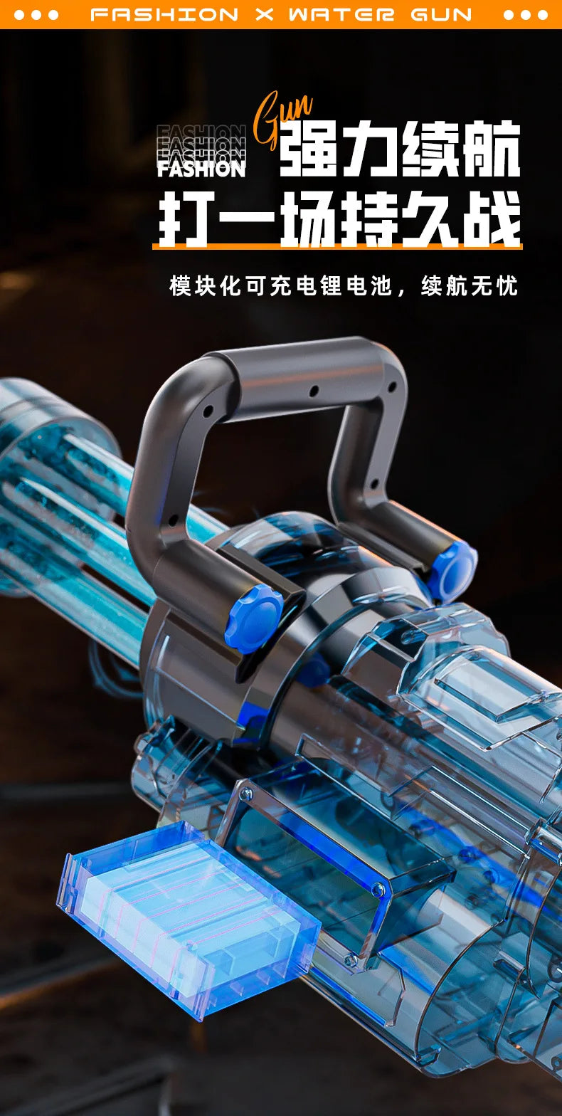 Pistola Gatling Giratoria de Agua Gran Capacidad con Mochila | IceVibes
