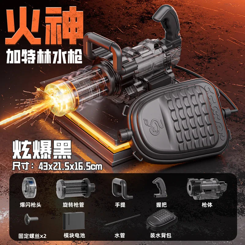 Pistola Gatling Giratoria de Agua Gran Capacidad con Mochila | IceVibes