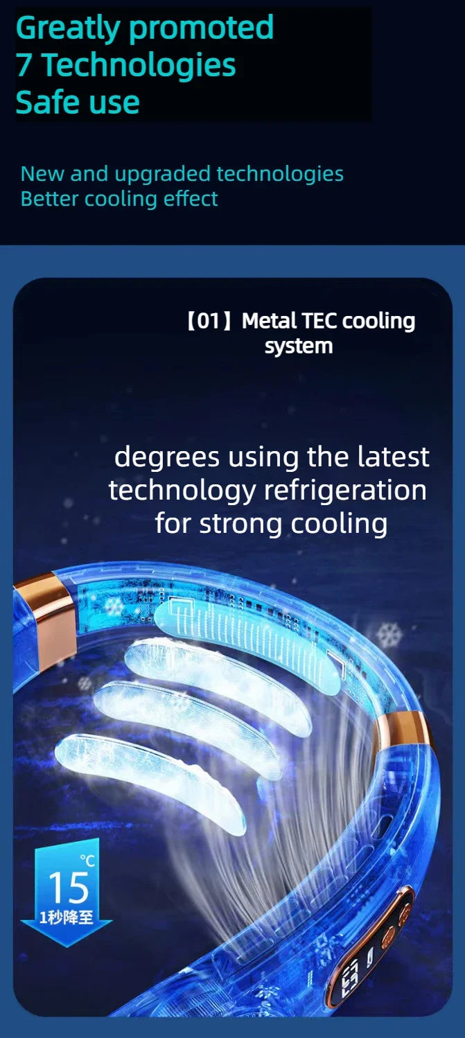 Ventilador de Cuello Sin Aspas con Placas de Frío y LED | IceVibes