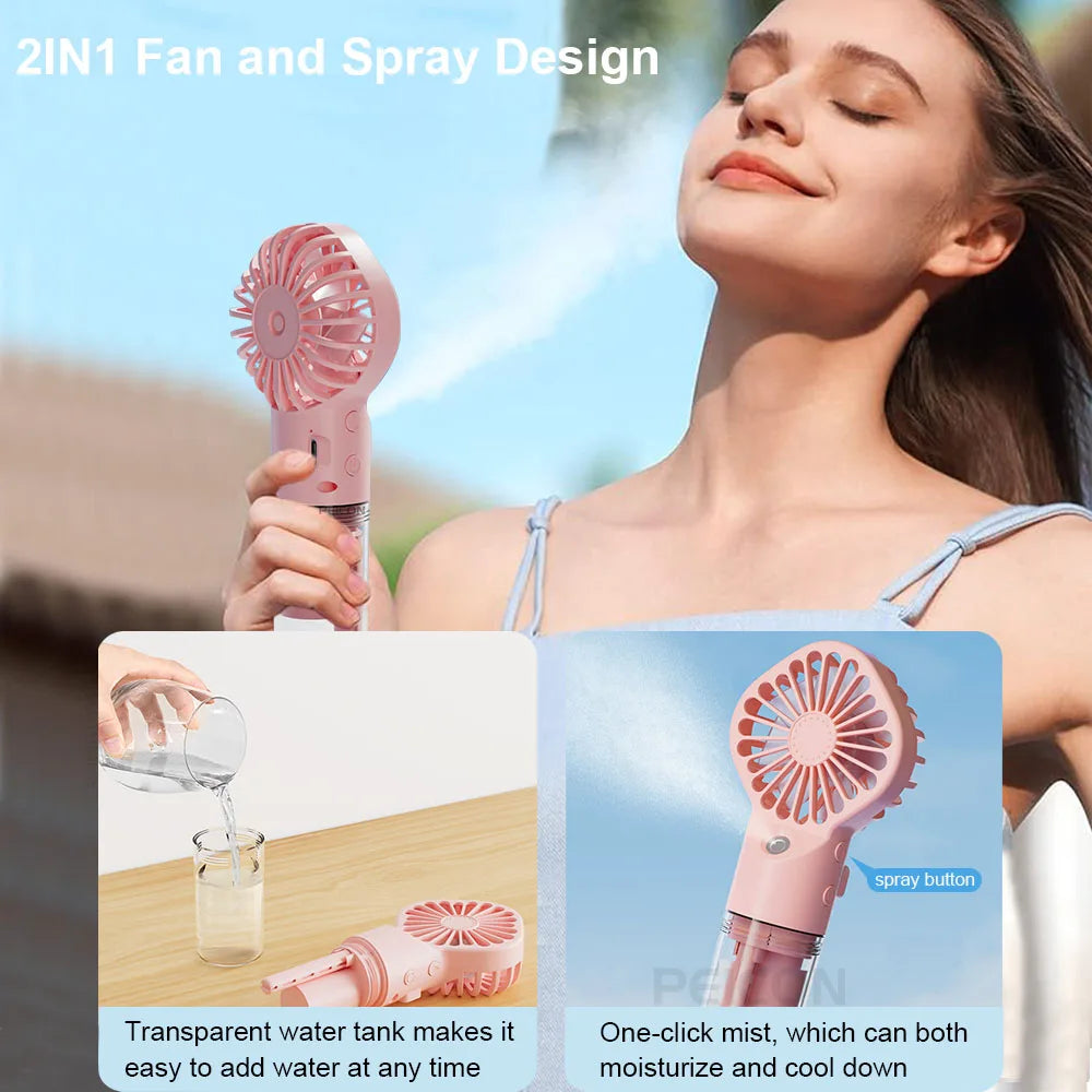 Ventilador de Mano Portátil con Spray de Agua Recargable | IceVibes
